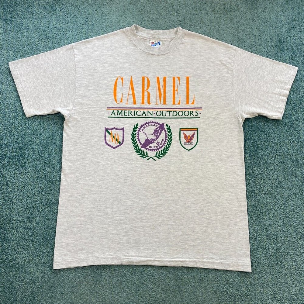 VINTAGE Carmel California American Outdoors Shirt Adult Large Gray USA Mens 90s